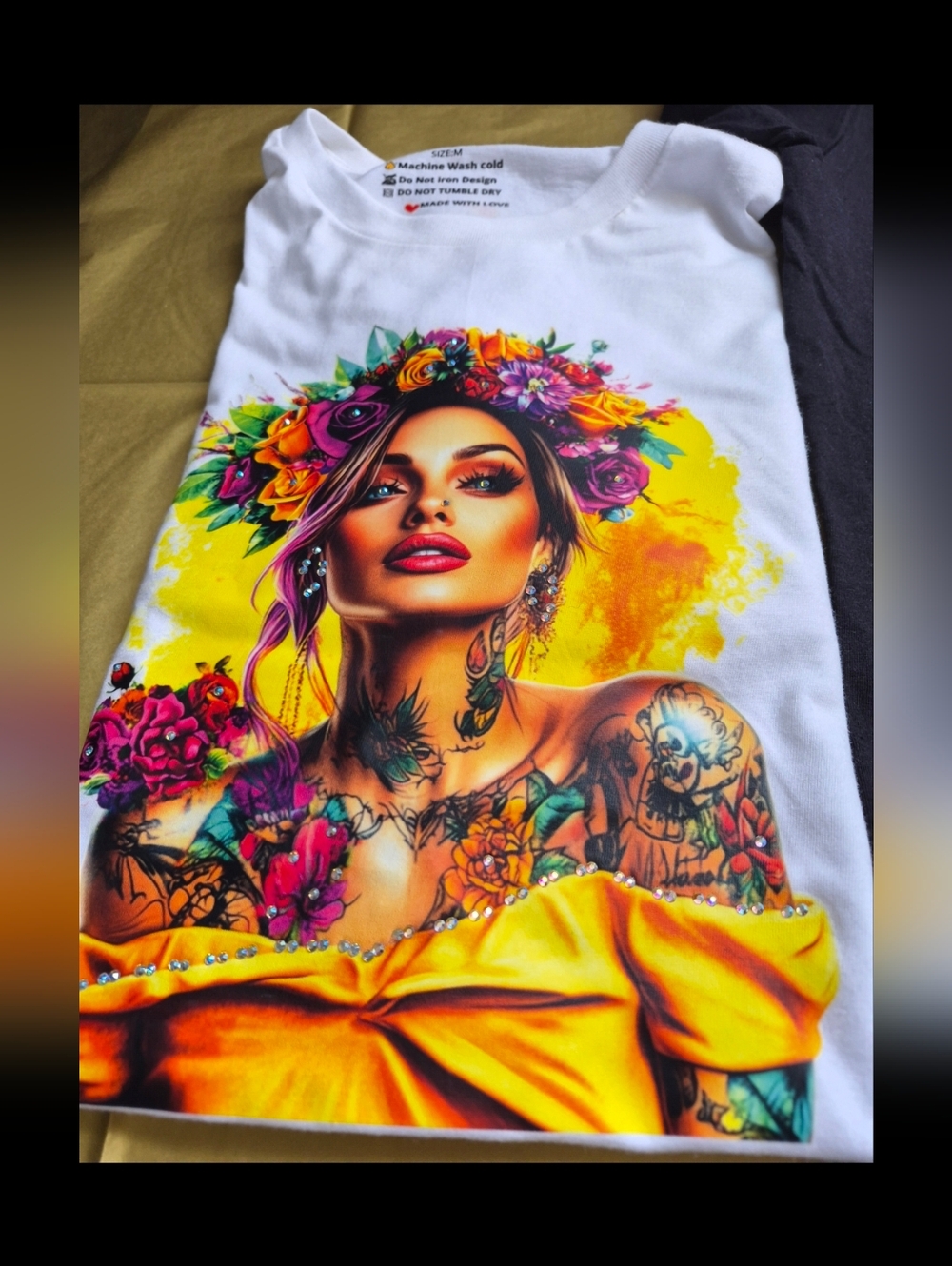 Luxury Floral Queen Tee - Gold & Leather Edition - AD Golden Girl